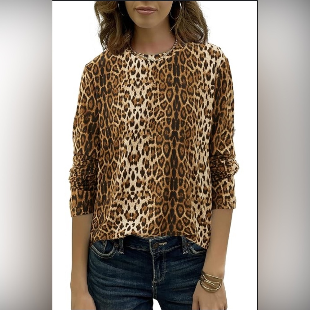 Altar'd State Women's Size Large Intimates Leopard Cheetah Print Top Long Sleeve
